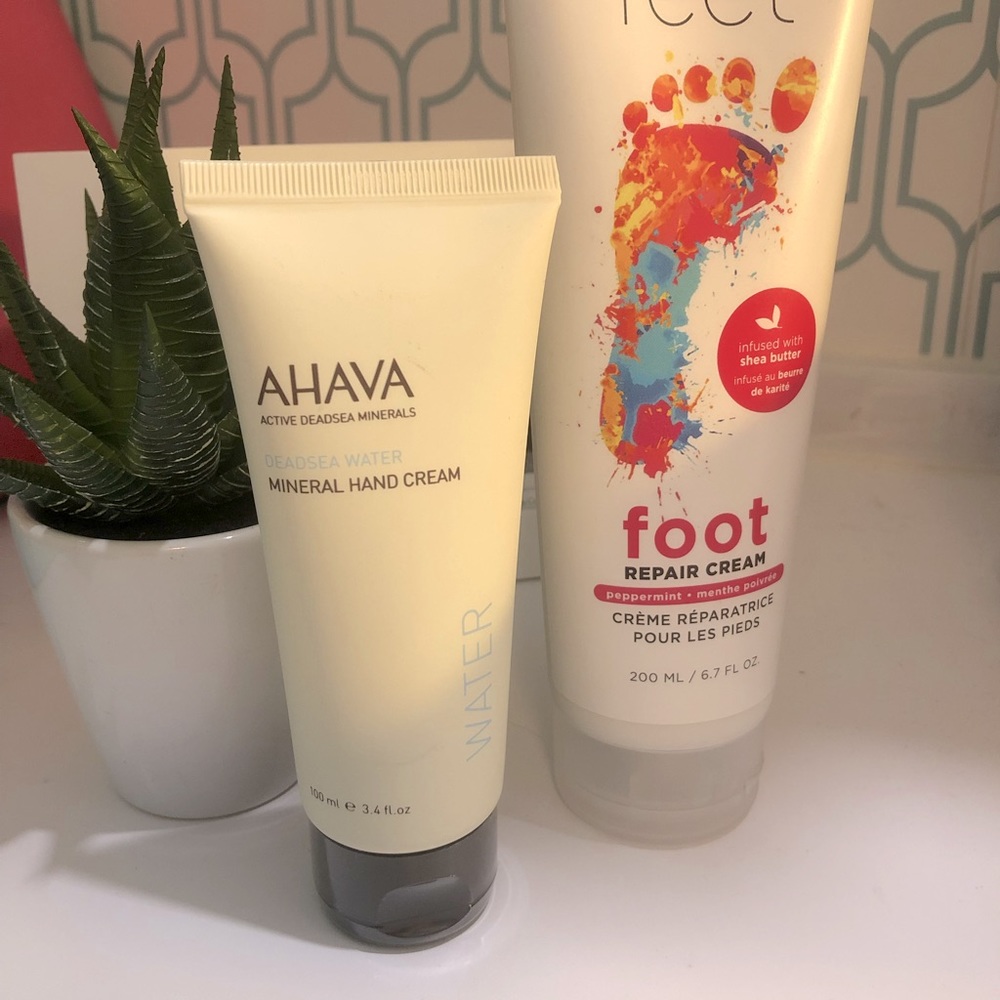 Bundle of Ahava Mineral Hand Cream & All About Feet Foot Repair - Great Gift!